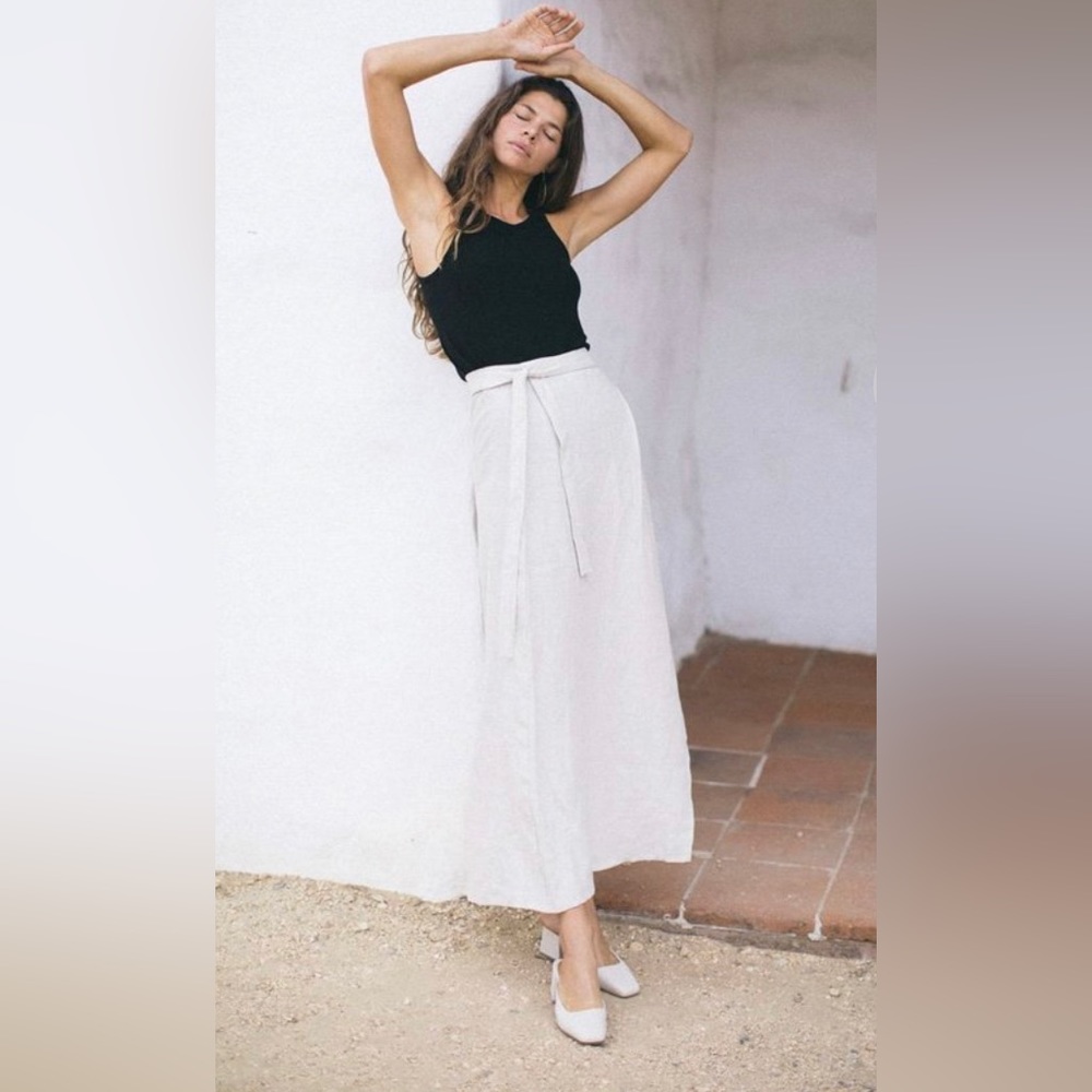 OZMA Venice Linen Midi Wrap Skirt Small